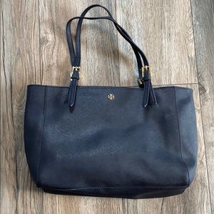 Tory Burch navy blue leather tote
